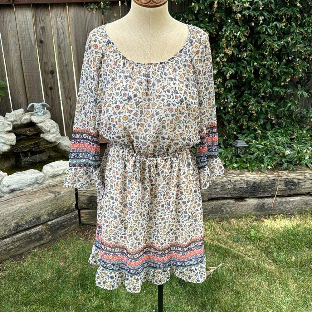 Eyeshadow Boho Peasant Tiny Flowers Babydoll Flowy Dress Women’s Size Medium